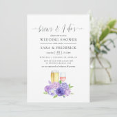 Invitation Aquarelle ultra violet Floral brasse avant de fair (Debout devant)