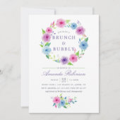 Invitation Aquarelle Ultra Violet Floral Brunch et Bubbly (Devant)