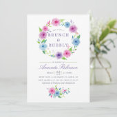 Invitation Aquarelle Ultra Violet Floral Brunch et Bubbly (Debout devant)