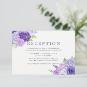Invitation Aquarelle Ultra Violet Floral Mariage Réception (Debout devant)