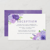 Invitation Aquarelle Ultra Violet Floral Mariage Réception (Devant / Derrière)