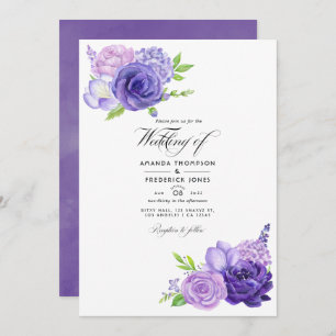 Invitation Aquarelle ultra violette Mariage