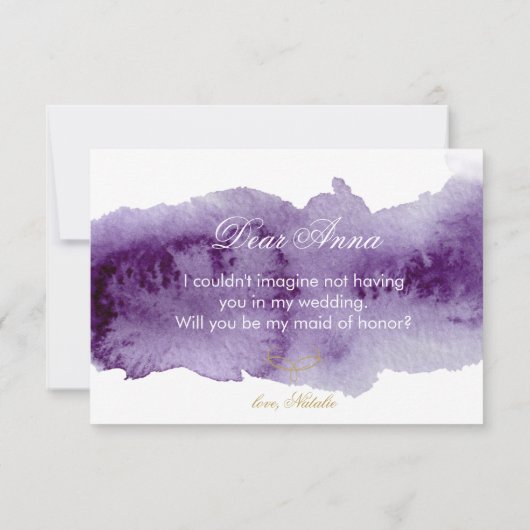 Invitation Aquarelle ultra violette tu seras ma (Dos)