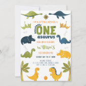 Invitation Aquarelle Un-A-Saurus Dinosaur 1er anniversaire (Devant)