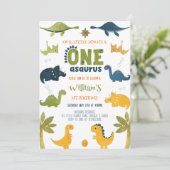 Invitation Aquarelle Un-A-Saurus Dinosaur 1er anniversaire (Debout devant)