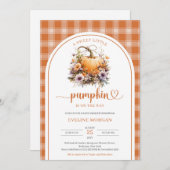 Invitation Aquarelle Un doux petit citrouille plaid automne (Devant / Derrière)