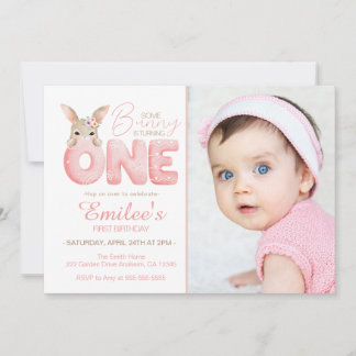 Invitation Aquarelle Un lapin est une photo Anniversaire