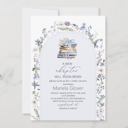 Invitation Aquarelle Un nouveau chapitre commence le Baby sho (Devant)