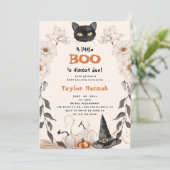 Invitation Aquarelle Un Petit Baby shower Boo Halloween (Debout devant)