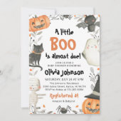 Invitation Aquarelle Un Petit Baby shower Boo Halloween (Devant)