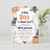 Invitation Aquarelle Un Petit Baby shower Boo Halloween (Debout devant)