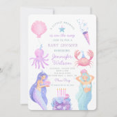Invitation Aquarelle Un petit Baby shower de sirène (Devant)