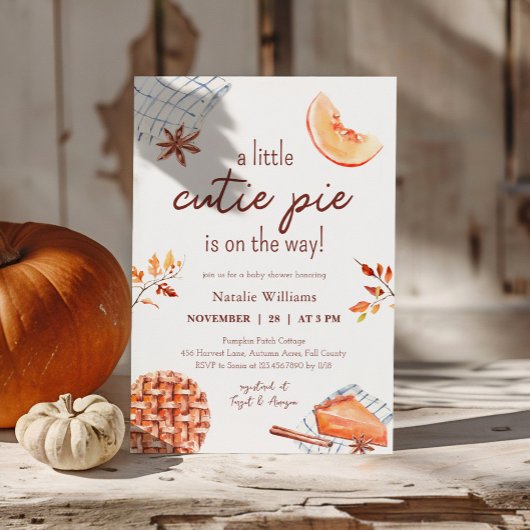 Invitation Aquarelle Une Cutie Pie Est Sur Le Chemin Baby sho