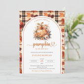 Invitation Aquarelle Une douce petite fille citrouille automn (Debout devant)