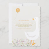 Invitation Aquarelle Une oie soie Fleur sauvage 1er anniversa (Dos)