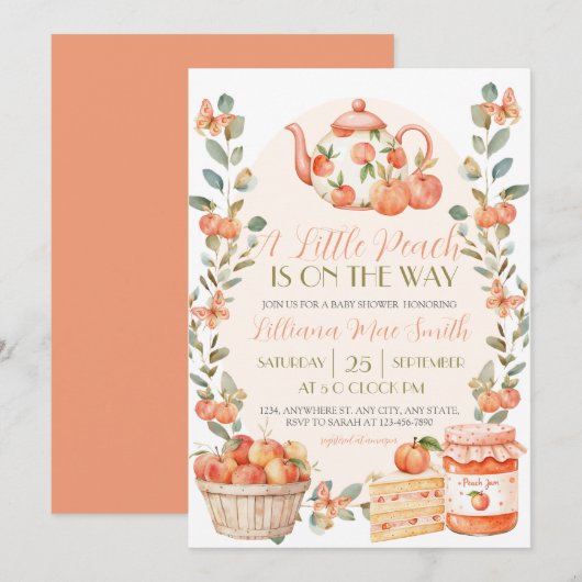 Invitation Aquarelle Une petite pêche est en route (Devant / Derrière)