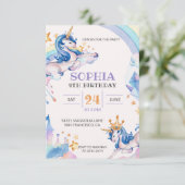 Invitation Aquarelle Unicorne Anniversaire (Debout devant)