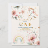 Invitation Aquarelle Unicorne Aquarelle Fille Anniversaire (Devant)