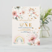 Invitation Aquarelle Unicorne Aquarelle Fille Anniversaire (Debout devant)