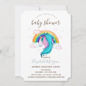 Invitation Aquarelle Unicorne Rainbow Stripes Baby shower (Devant)