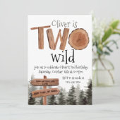 Invitation Aquarelle unique 2e anniversaire Rustique deux Wil (Debout devant)