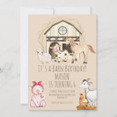 Invitation Aquarelle Vache Grange Animaux Ferme Anniversaire (Devant)