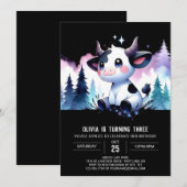 Invitation Aquarelle Vache numérique anniversaire (Devant / Derrière)