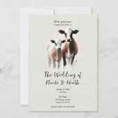 Invitation Aquarelle Vaches Mariage Minimaliste Rustique (Devant)