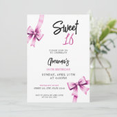 Invitation Aquarelle Vaches roses Coquette Sweet 16 Anniversa (Debout devant)