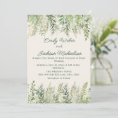 Invitation Aquarelle végétale brute Feuille Mariage (Debout devant)