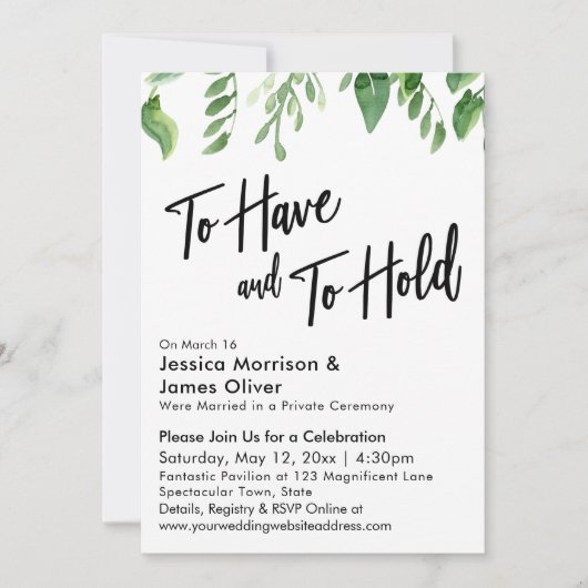 Invitation Aquarelle Verdure à avoir et à tenir la réception (Devant)