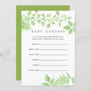 Invitation Aquarelle Verdure Baby shower Baby Guesses