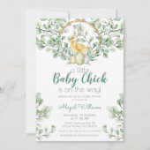 Invitation Aquarelle Verdure Baby shower bébé poussette (Devant)
