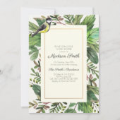 Invitation Aquarelle Verdure Baby shower des oiseaux de Woods (Devant)