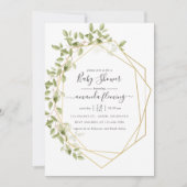 Invitation Aquarelle Verdure Baby shower géométrique (Devant)