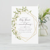Invitation Aquarelle Verdure Baby shower géométrique (Debout devant)