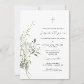 Invitation Aquarelle Verdure Baptême (Devant)