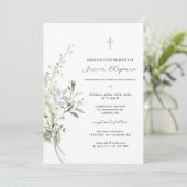 Invitation Aquarelle Verdure Baptême (Debout devant)