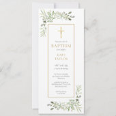Invitation Aquarelle Verdure Baptême Christening (Devant)