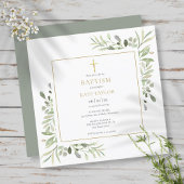 Invitation Aquarelle Verdure Baptême Christening