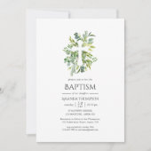Invitation Aquarelle Verdure Baptême ou baptême (Devant)