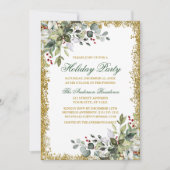 Invitation Aquarelle Verdure Berries Gold Parties scintillant (Devant)
