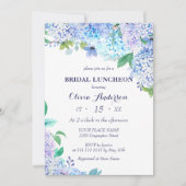 Invitation Aquarelle Verdure Bleu Hydrangée Bridal Luncheon (Devant)