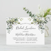 Invitation Aquarelle Verdure Calligraphie Bleu Bridal Déjeune (Debout devant)