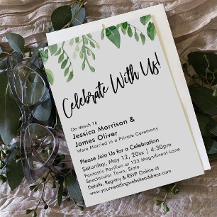 Invitation Aquarelle Verdure Calligraphie Célébrez Avec Nous