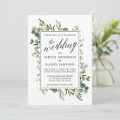 Invitation Aquarelle Verdure Calligraphie Mariage d'âge (Debout devant)