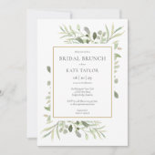 Invitation Aquarelle Verdure Chic Gold Bridal Brunch (Devant)