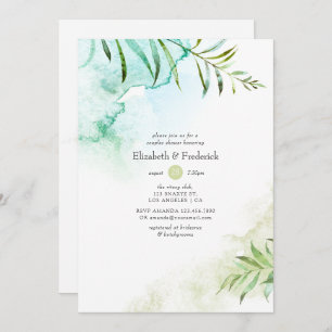 Invitation Aquarelle Verdure Couples Douche