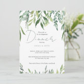 Invitation Aquarelle Verdure Dîner Fiançailles (Debout devant)