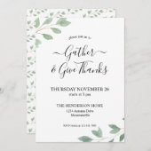 Invitation Aquarelle Verdure Dîner Thanksgiving (Devant / Derrière)